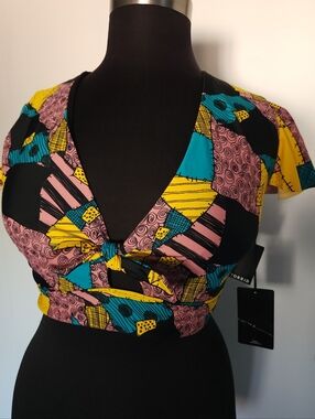 TORRID Nightmare Before Christmas - Sally Wire-free Tie Front Swim Top